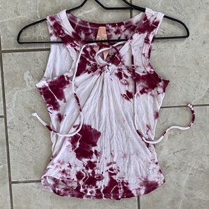 Luna Chix White Red Tie Dye Crop Tank